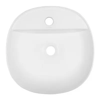 Zdjęcie produktu dla Umywalka okrągła nablatowa KERRA KR-850, ceramiczna, biała, z otworem na baterię, 40x40 cm