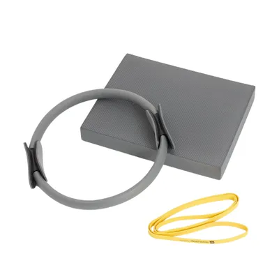 Produktbild von Yoga & Pilates Set Grau, Pilatesring, Balance Pad & Let's Band