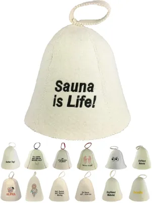 Produktbild von Saunahut aus Wollfilz (SS20-05) Saunamütze mit witzigen Motiven, Filz Kopfschutz Saunakappe Filzkappe Mütze Filzhut Kappe Sauna Hut