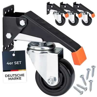 Schwerlastrollen absenkbar für Werkbank 4er Set HMF 6750 76 mm schwarz