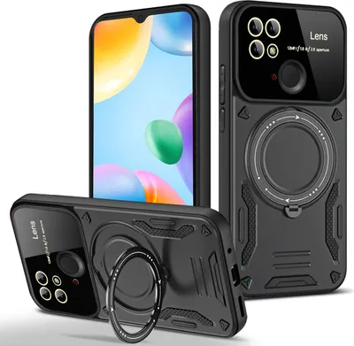 Custodia Militare Per Xiaomi Redmi 10C - Cover A Doppio Strato Con Supporto Metallico Rotante 360° E Piastra Magnetica Per Auto