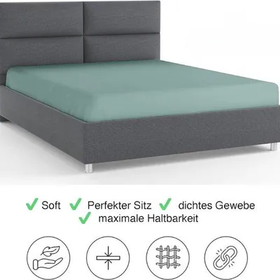 Produktbild von Famanu Spannbettlaken bis 35 cm Matratzenhöhe - Grün,  , weich und atmungsaktiv