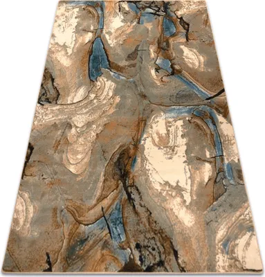 Produktbild von Wollteppich OMEGA Jaspis Abstraktion hellblau beige 170x235 cm