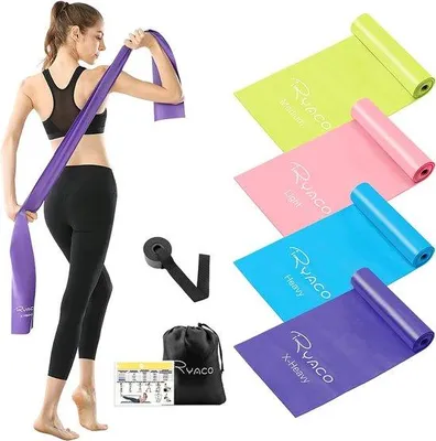 Produktbild von Famanu Fitnessbanden Set von 4 mit 4 Widerstandsniveaus - für Zuhause, Krafttraining, Yoga