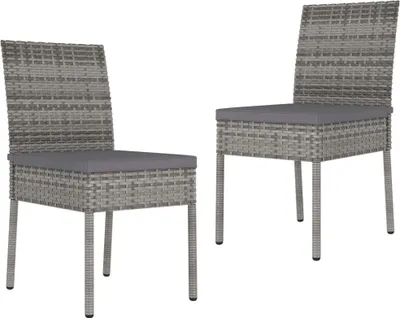Produktbild von Garten-Essstühle 2 Stk. Poly Rattan Grau