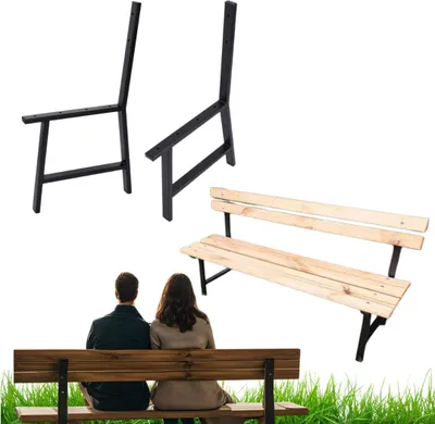 Produktbild von Anwicar Bankbeine Metall Schwarz - Stabiles Bankgestell für Gartenbank - Hochwertige Bank Füße - Kunststoffabdeckungen - 2 Stück Set