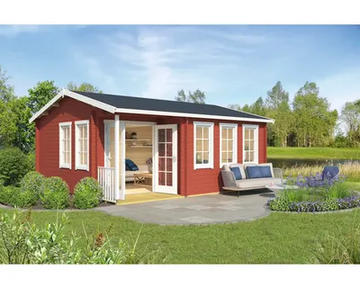 Produktbild von Gartenhaus Outdoor Life Sri Lanka Gold inkl. Fußboden Isolierglas 600 x 521,8 cm schwedenrot