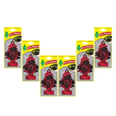Image de Arbre Magique Mono, Parfumeur de voiture, Parfum raffiné et velouté, dure jusqu'à 7 semaines, Italie, pack de 6, Black Rose