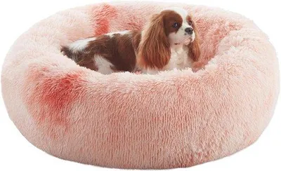Produktbild von Hundebett - Donut Hundekissen - Angstlösend - Erhöhte Seiten - 30 Zoll - Tie-dye Rosa