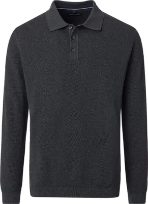 Produktbild von CASAMODA Herren Poloshirt Langarm Regular Baumwolle Anthrazit M