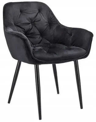 Immagine prodotto di JUMI, poltrona LARGO, nera, comoda, elegante, ideale per soggiorno, cucina o sala da pranzo, rivestita in velluto