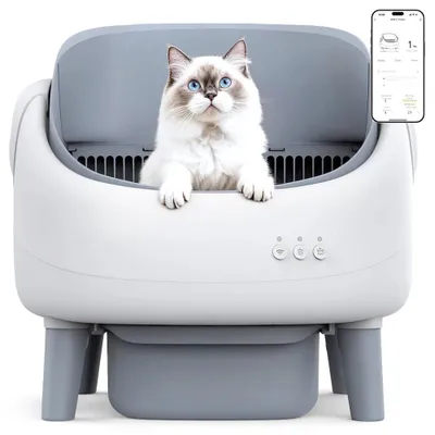 Obrázok produktu pre MINI-C – Automatická toaleta pre mačky – Otvorený dizajn – Samočistiaca – Ovládanie cez aplikáciu – Monitorovanie zdravia – Ultra tichá (35 dB) – Odpadová nádoba s objemom 15 litrov