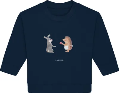 Produktbild von Mr. & Mrs. Panda Organic Baby Pullover Hase Igel 12. - 18. Monat - French Navy - Geschenk, Liebe Spruch, Lustige Sprüche, Trösten, und, Herzschmerz, Bullover