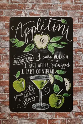 Produktbild von Blechschild Appletini - Metallschild - Wandschild - Mancave - Metallschilder - Metal Sign - Bar Dekoration - Retro blechschild.