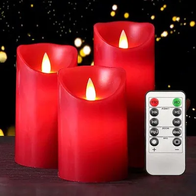 Immagine prodotto di Candele rosse in cera con fiamma mobile e timer