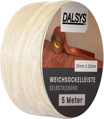 Produktbild von Dalsys Weichsockelleiste selbstklebend Eiche hell 5m Klebeleiste, Abschlussleiste für Fugen in Wohnbereich, Küche, Bad, aus PVC Kunststoff