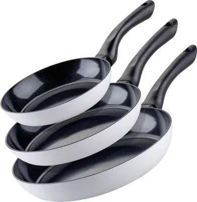 Produktbild von Fackelmann Arcadalina Pfannen Set  3-teiliges Kochgeschirr aus recyceltem Aluminium mit Keramikbeschichtung, ideal für alle Herdarten