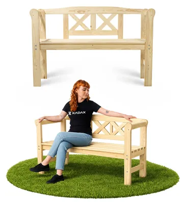 Productafbeelding van KADAX parkbank van hout met rugleuning, 119 cm, geschikt voor terras en tuin