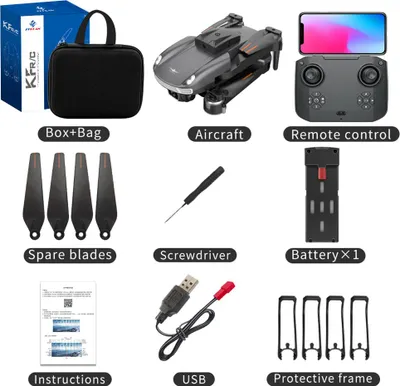 Produktbild von KF616 Mini-Drohne 4K Profesional HD Kamera Hubschrauber mit Hindernissen Vermeidung 2.4G Wifi Faltbare RC Quadcopter Dual Black 1 Batterie