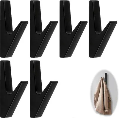 Imagen del producto de Uniqoos® Juego de 6 ganchos de pared s mate – Aleación de zinc, montaje oculto, incluye tornillos y tacos, versátil para uso en vestidores, baños y cocinas