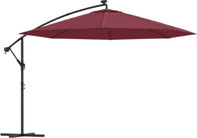 Immagine prodotto di vidaXL Ombrellone a semaforo con illuminazione a LED palo in acciaio rosso Bordeaux 350 cm