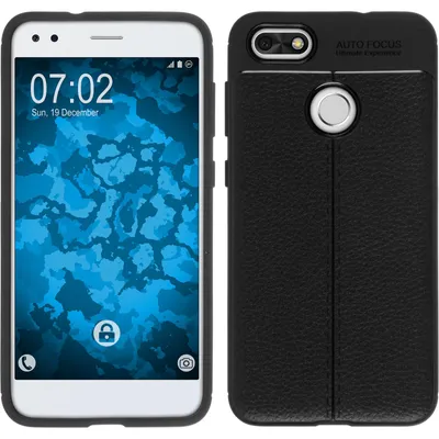 Produktbild von PhoneNatic Case kompatibel mit Huawei P9 Lite Mini - schwarz Silikon Hülle Lederoptik Cover