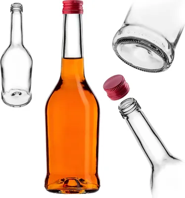 Produktbild von KADAX Likörflaschen 500ml, 1 Stück, Leere Flaschen zum Befüllen von Öl, Essig, Likör, Wein und Schnaps, Glasflaschen, Schnapsflaschen, Saftflaschen (Rot)