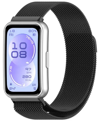 Image de Bracelet de montre connectée en métal pour Huawei Band 11 / 11 Pro, fermeture magnétique, noir