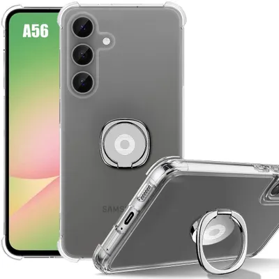Image de Coque pour Samsung Galaxy A56 5G, Silicone Slim Anti-Rayures Transparent avec Support Argenté