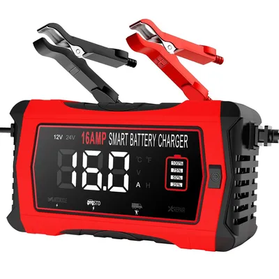 Produktbild von KFZ Batterieladegerät 16A 12V/24V, Smart Charger mit Reparaturmodus, AGM GEL EFB LiFePO4 kompatibel, LCD Display, automatische Batteriepflege