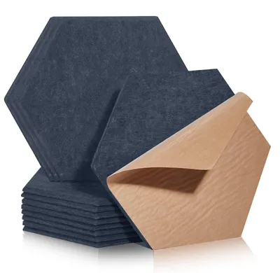 Immagine prodotto di Pannelli acustici autoadesivi - Confezione da 12 pezzi - Assorbenti acustici - Pannelli fonoassorbenti - Dimensioni: 30 x 26 x 0,9 cm - Colore: grigio scuro - Pannelli fonoassorbenti
