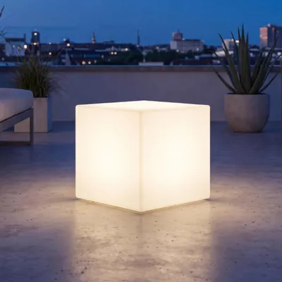 Produktbild von Stehlampe außen E27 IP65 B: 43 cm cm Weiß quadratisch 6500 K kaltweiß 600 lm Modern