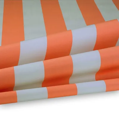 Produktbild von Markisenstoff mit Streifen teflonbeschichtet wasserabweisend 120cm verkehrsorange