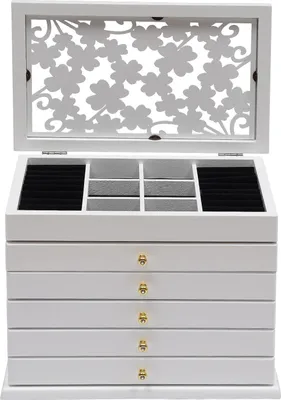Produktbild von Schmuckkästchen, Sechs-Lagen-Organizer, Elegante Aufbewahrungslösung, WEISS