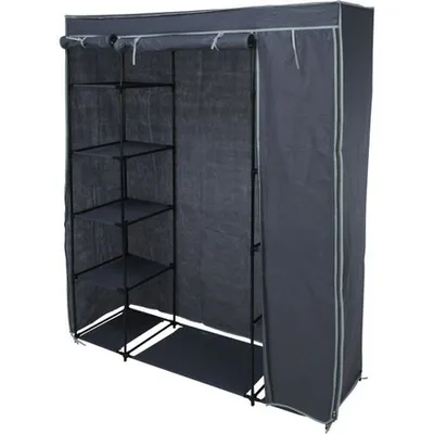 Productafbeelding van Mobiele kast van Excellent Houseware, polyester/metaal, 141x45x167 cm, grijs
