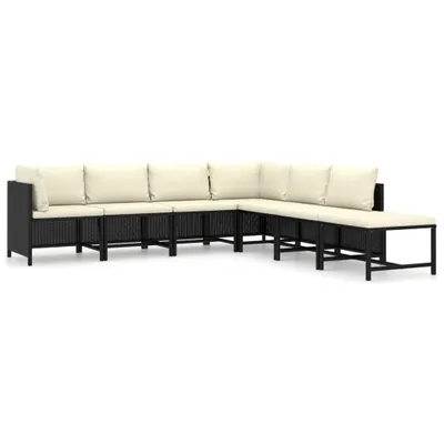 Produktbild von vidaXL 7-tlg. Garten-Lounge-Set mit Kissen Poly Rattan Schwarz