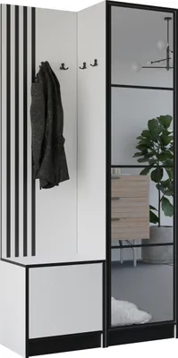 Image de KIER FURNITURE Armoire EDEN, armoire de chambre, penderie, armoire d'entrée, blanche, 106,4 x 205 x 39 cm