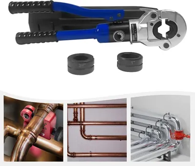 Obrázok produktu pre Hydraulické lisovacie kliešte na rúry - Lisovací nástroj na medené rúry - 8-10 t - Na rúry 1,27/1,91/2,54 cm - Oceľ, gumová rukoväť - Tmavomodrá farba