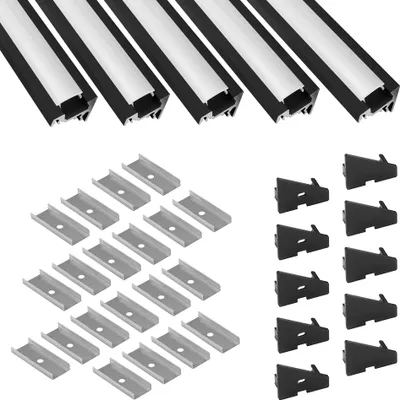 Produktbild von 5x A20 LED Profil 2m - Schwarz inkl. Abdeckung milky, Halter & Endkappen