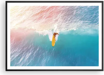 Produktbild von Gerahmtes Poster - Schwarzer Rahmen - Surfen Welle Licht - 100x70 cm - Wand Bild - Wanddeko - Wandbilder - Kunstposter - Wandposter - Bilderrahmen - Bilder - Kunstdruck - P2BAA100x70-4409
