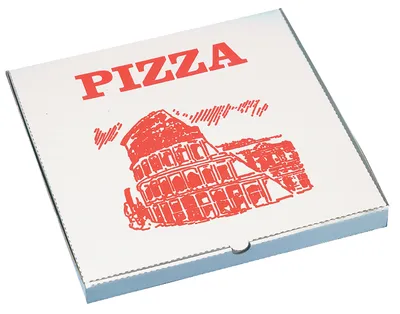 Produktbild von PAPSTAR Pizzakarton eckig 330 x 330 x 30 mm weiß/rot 100 Stück