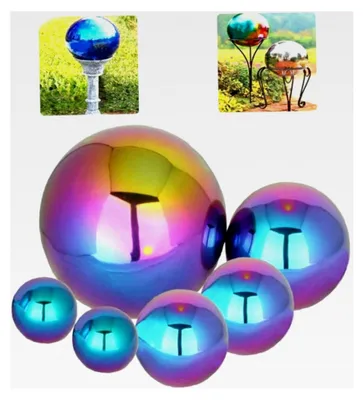 Produktbild von Edelstahl-Blickkugeln, Regenbogenfarben, hochglanzpoliert, 6 Stück