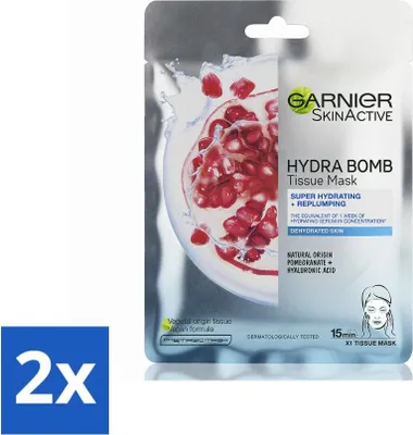 Image de Garnier - SkinActive - Hydra Bomb Sheet Mask - Grenade - Masque visage - 1 nettoyant visage - Pack avantage - 2 pièces
