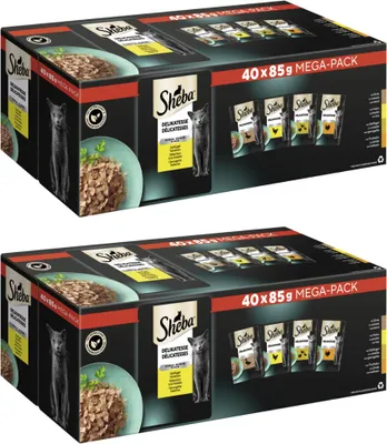 Produktbild von SHEBA® Portionsbeutel Mega-Pack Multipack Delikatesse in Gelee Geflügel Variation 2 x 40 x 85g
