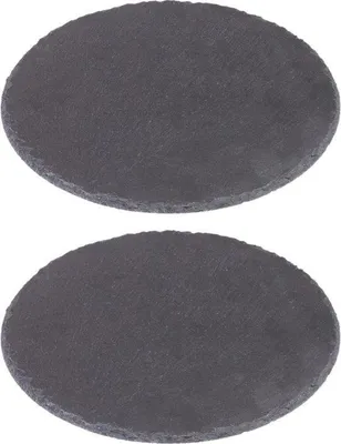 Produktbild von Famanu Servierplatten aus natürlichem Schiefer - rund, mit Kratzschutz, Durchmesser: 30 cm, antrazit