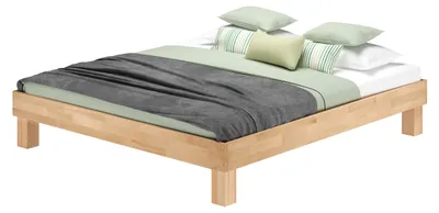 Produktbild von Kingsize Doppelbett 200x200 Buche geölt Holzbett mit wählbarem Zubehör  V-60.87-20ohne Zubehör