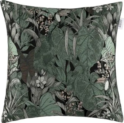 Immagine prodotto di Copricuscino - 45 x 45 cm - verde scuro - nero - poliestere - con zip