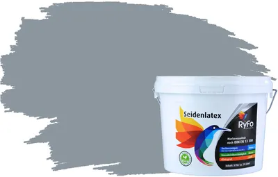 Produktbild von RyFo Colors Seidenlatex Trend Grautöne Silbergrau 3l - bunte Innenfarbe, weitere Grau Farbtöne und Größen erhältlich