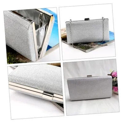 Produktbild von Abendhandtasche Clutch Damen Silber Große Kapazität Fein Verarbeitet Elegante Partytasche für Hochzeiten und Abendveranstaltungen