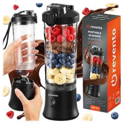 Produktbild von REVENTO® Vita Tragbarer Mixer 600ml – Kabelloser Standmixer 150W 6 Edelstahlklingen USB-C